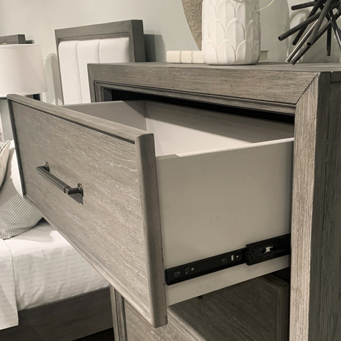 Roundhill Furniture Ennesley Gray Wood Bedroom Set With Upholstered